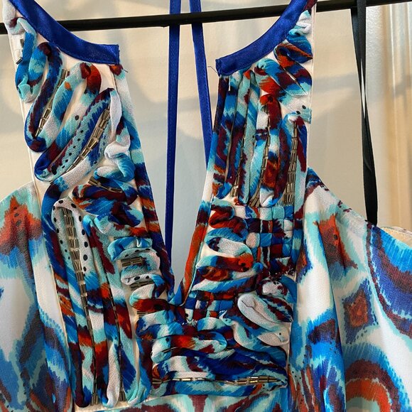 Bebe Multicolor Print Hi Lo Dress Size Medium - Picture 6 of 11